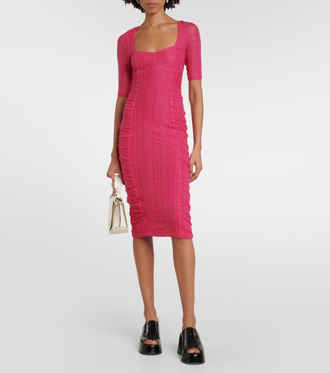 Abito midi in tessuto stretch | Ganni