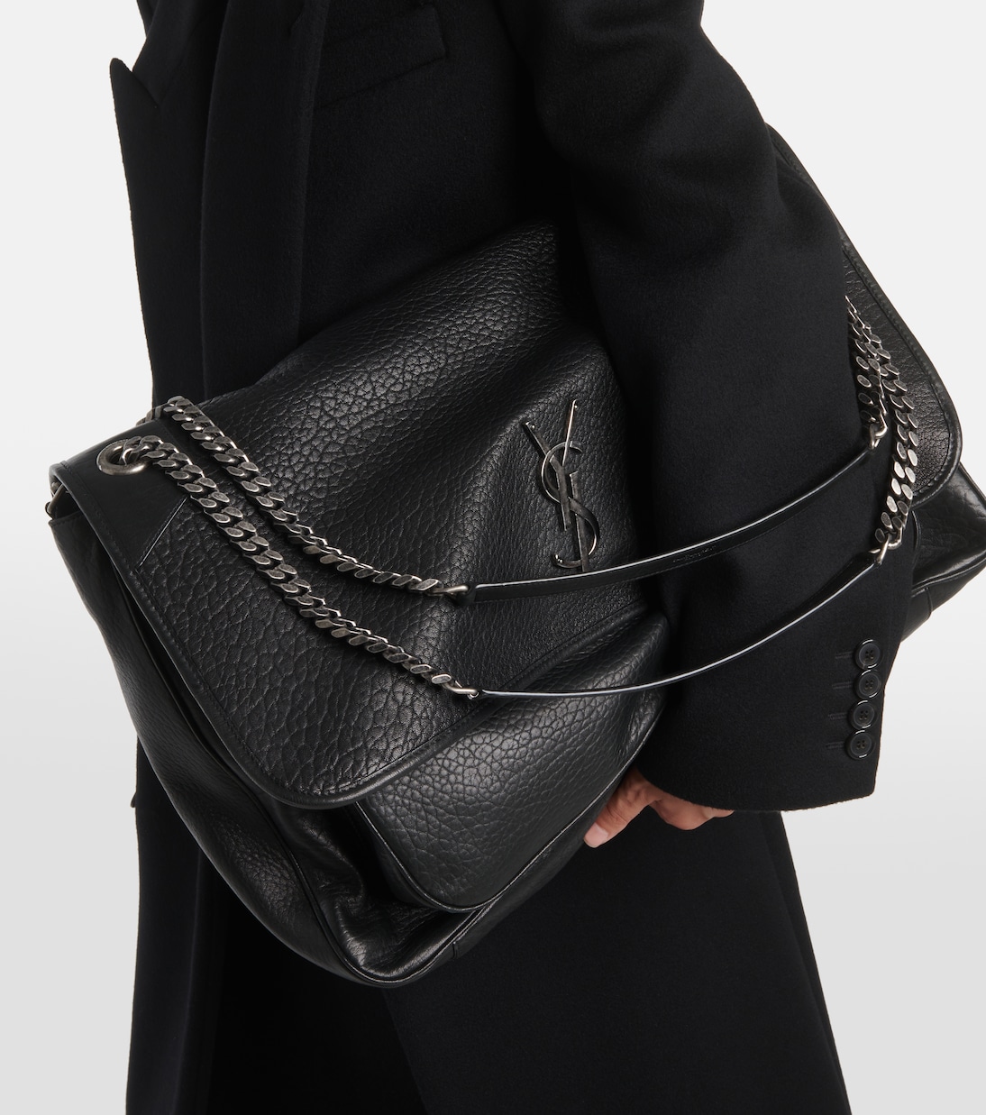Niki Jumbo leather shoulder bag in black Saint Laurent Mytheresa