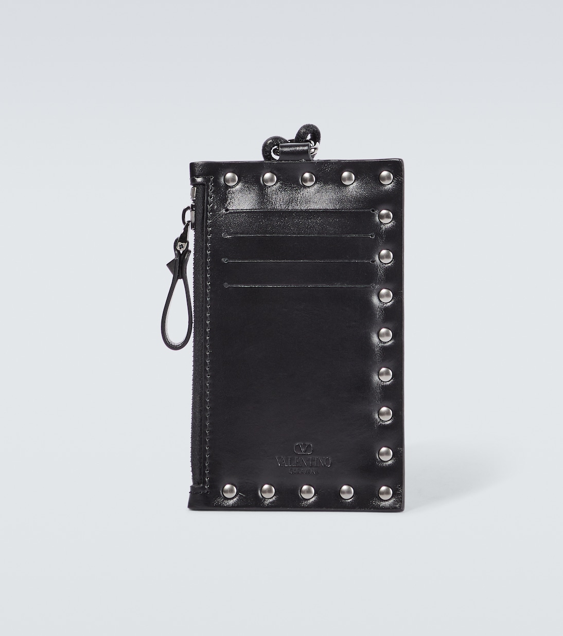 Rockstud leather card holder with strap | Valentino Garavani
