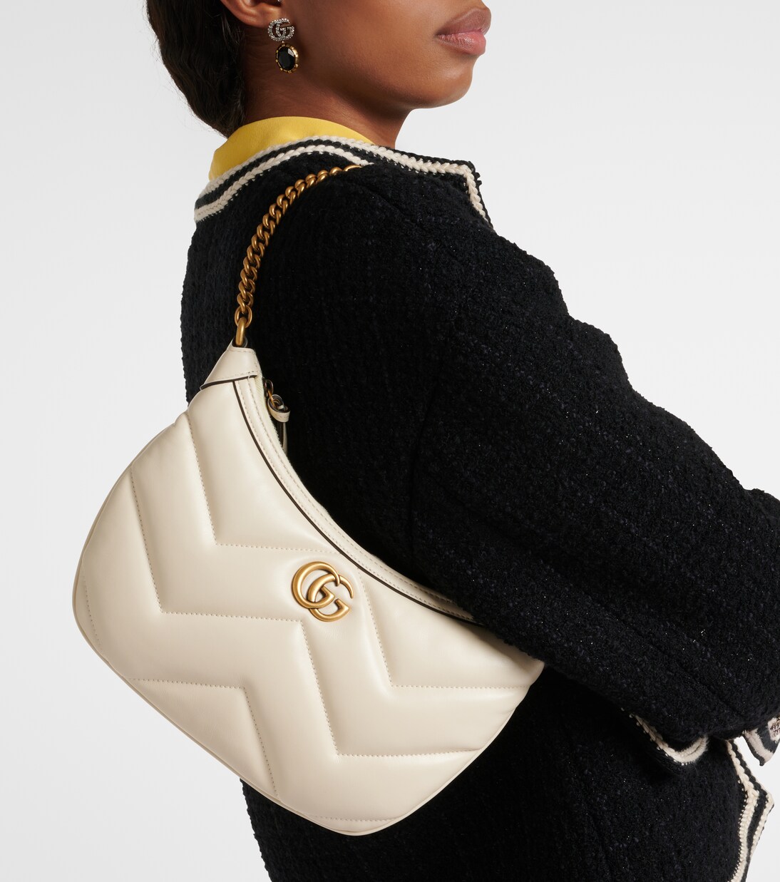 Sac GG Marmont Small en cuir matelasse en blanc Gucci Mytheresa