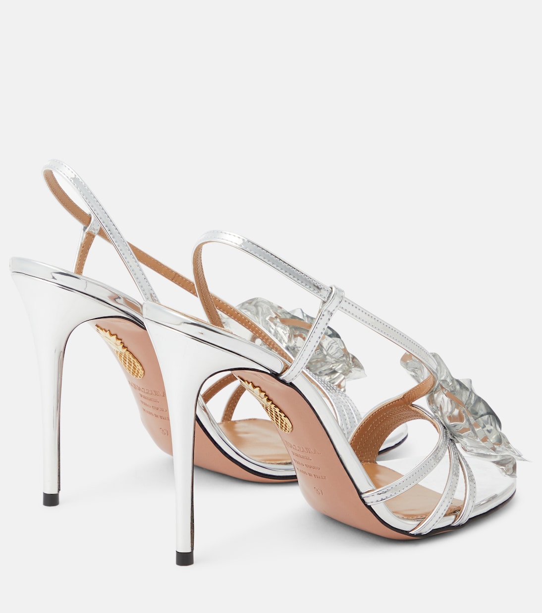 Paris Rose 105 mirrored leather sandals | Aquazzura