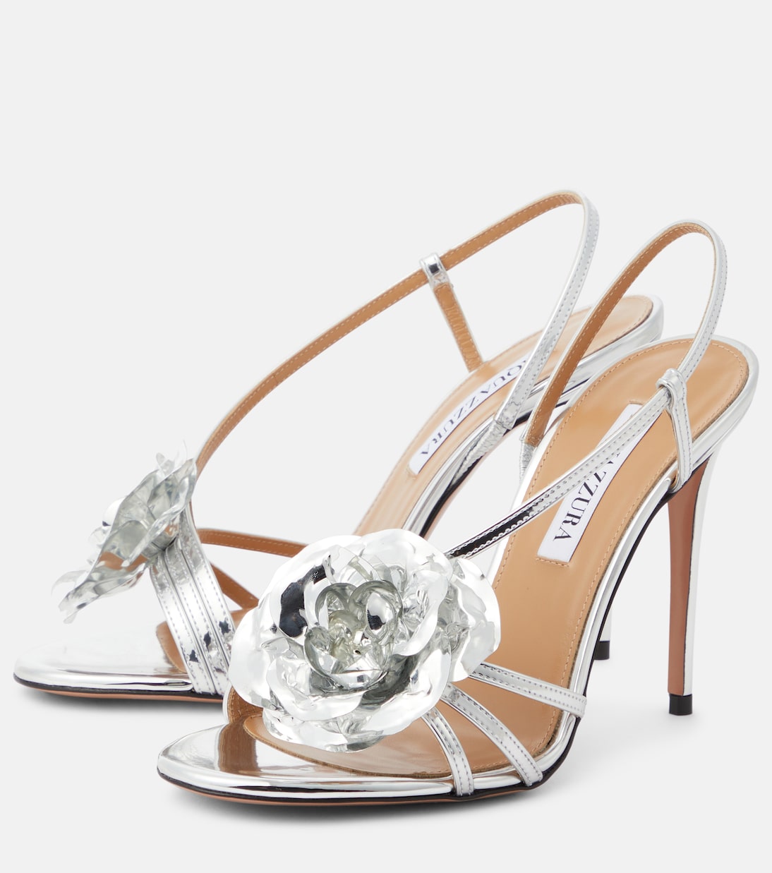Paris Rose 105 mirrored leather sandals | Aquazzura