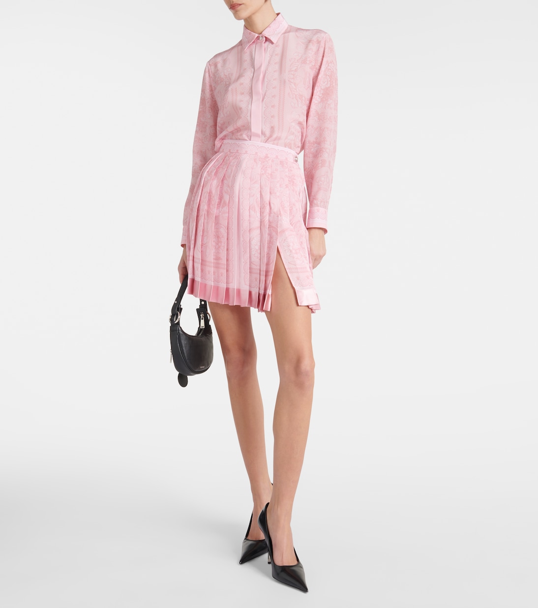 Minifalda Barocco de seda plisada | Versace