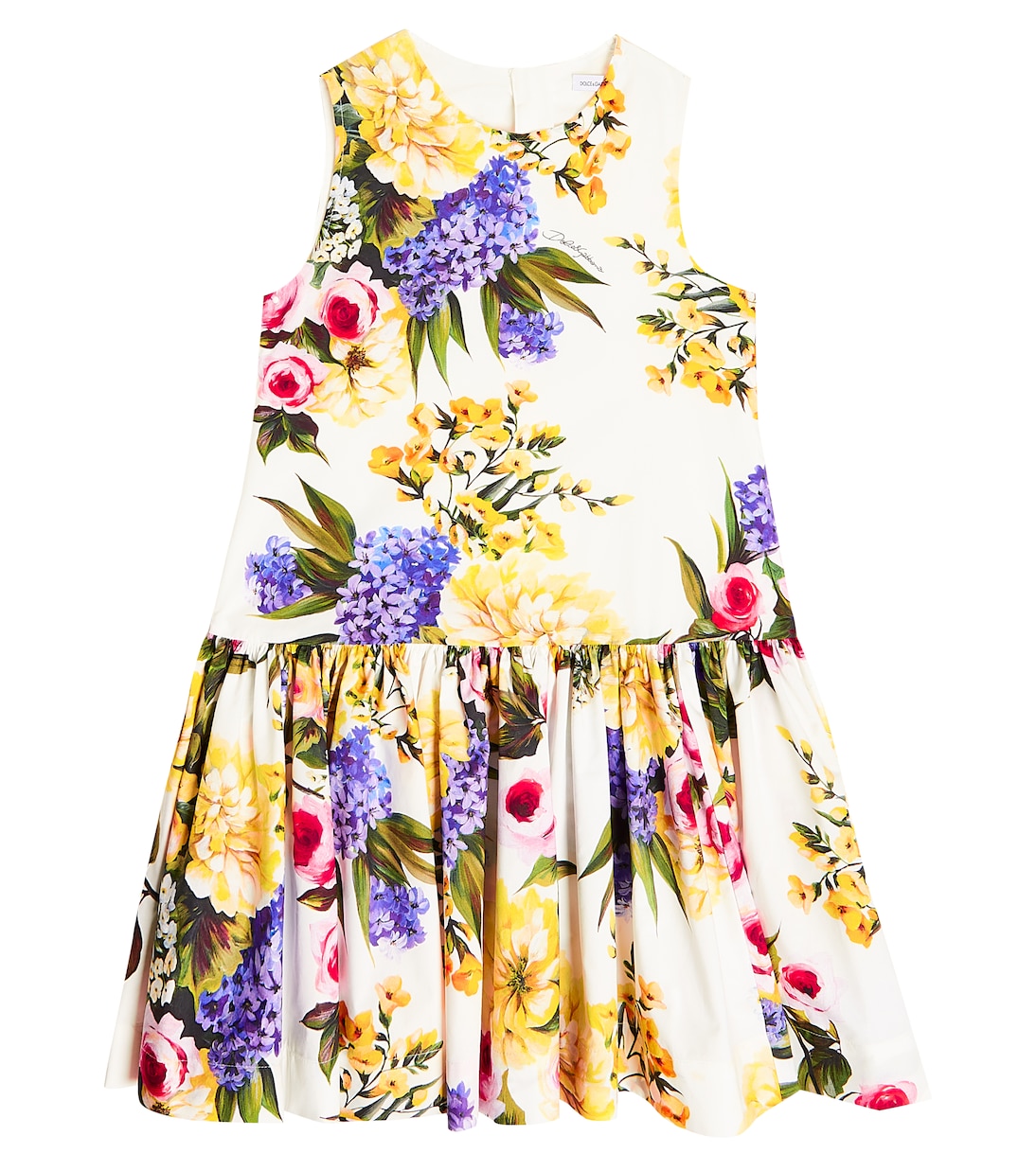 Abito in popeline di cotone con stampa | Dolce&Gabbana Kids