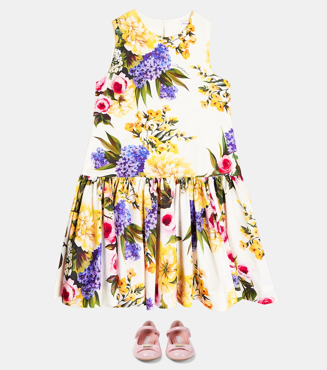 Abito in popeline di cotone con stampa | Dolce&Gabbana Kids
