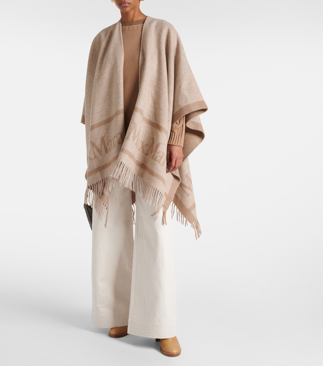 Poncho Logo in jacquard di lana | Max Mara