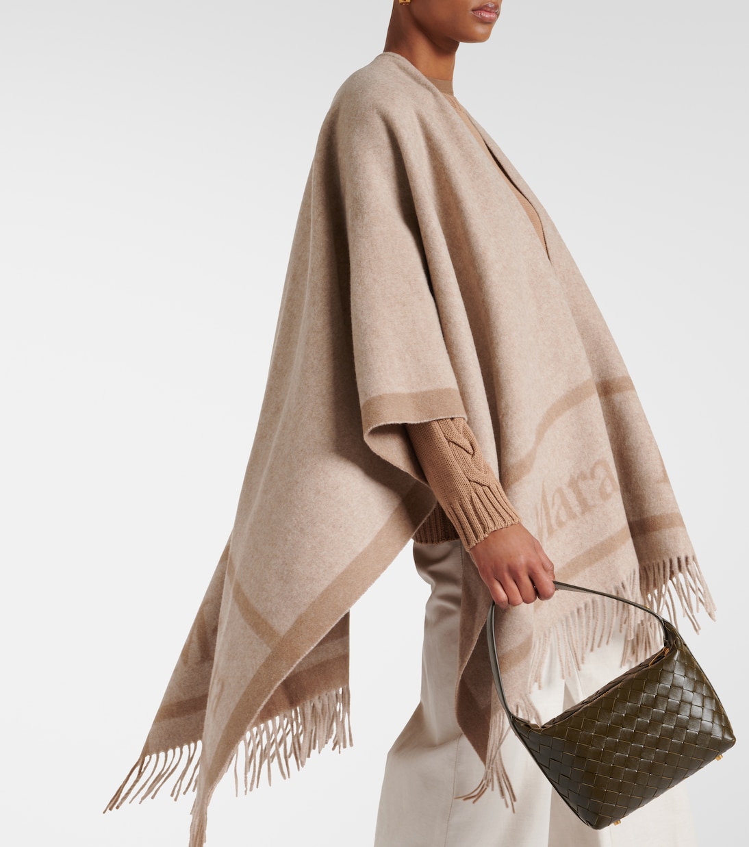 Poncho Logo in jacquard di lana | Max Mara