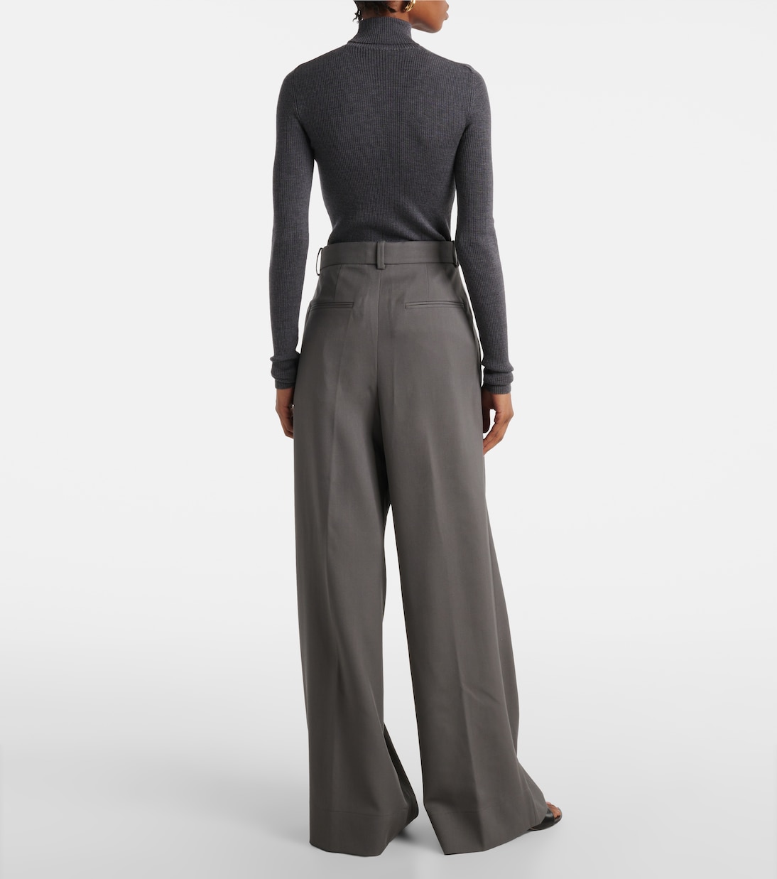 High-rise wool wide-leg pants | Wardrobe.NYC