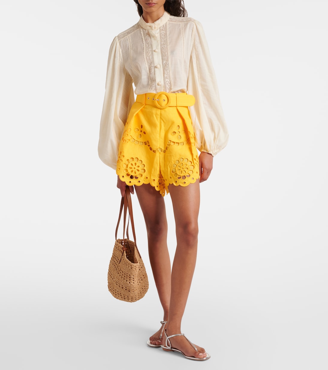 Halliday lace-trimmed cotton shirt | Zimmermann