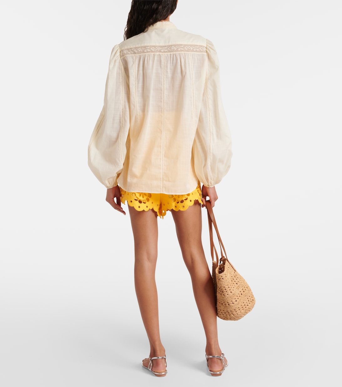 Halliday lace-trimmed cotton shirt | Zimmermann