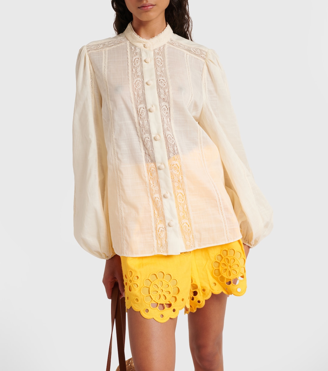 Halliday lace-trimmed cotton shirt | Zimmermann
