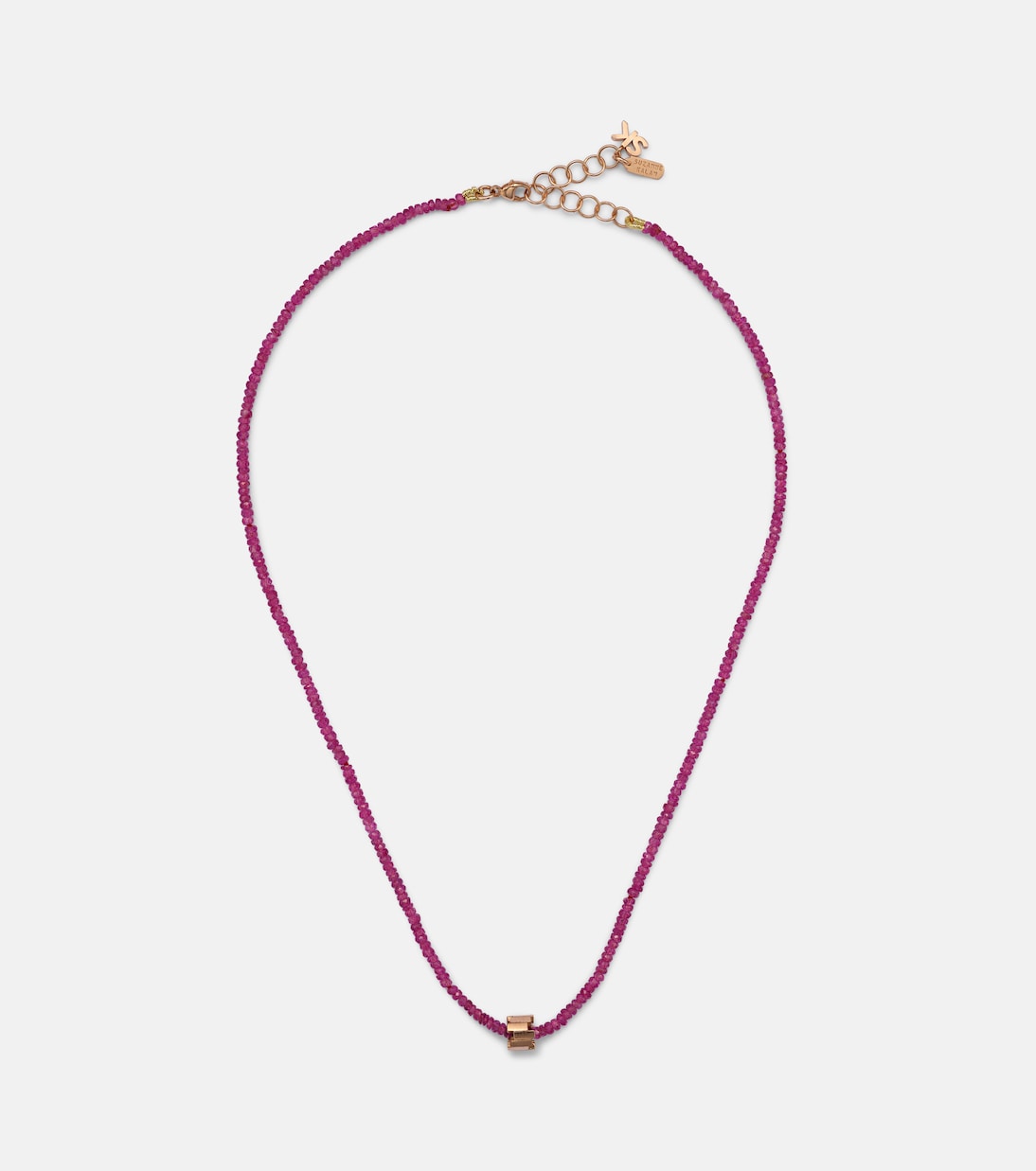 Collana infinita in oro rosa 18kt con spinelli, stile moderno per giovani di Suzanne Kalan