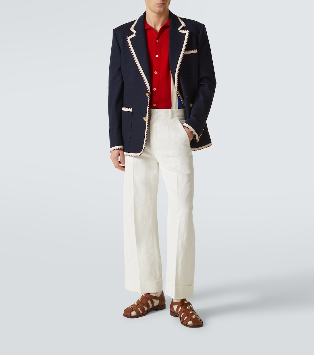 Pantaloni a gamba larga in cotone e lino  | Valentino