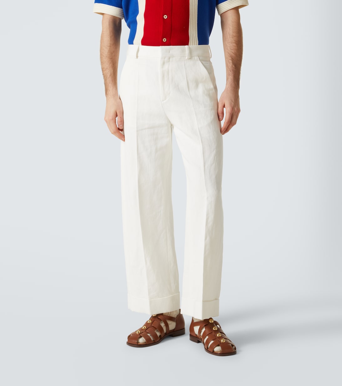 Pantaloni a gamba larga in cotone e lino  | Valentino