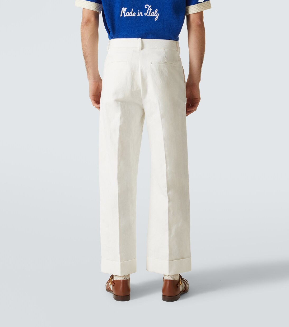 Pantaloni a gamba larga in cotone e lino  | Valentino