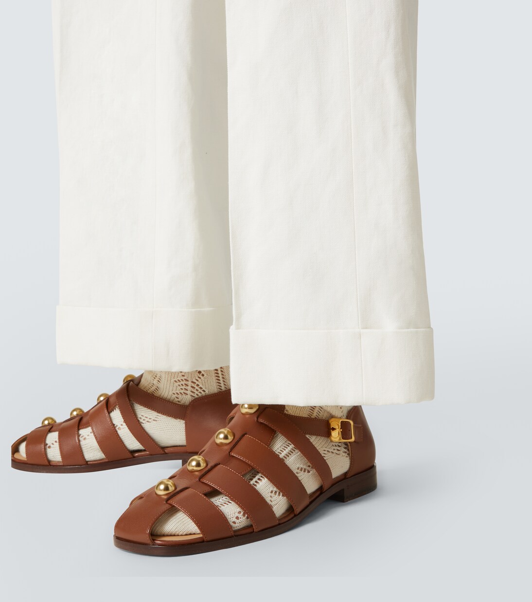 Pantaloni a gamba larga in cotone e lino  | Valentino