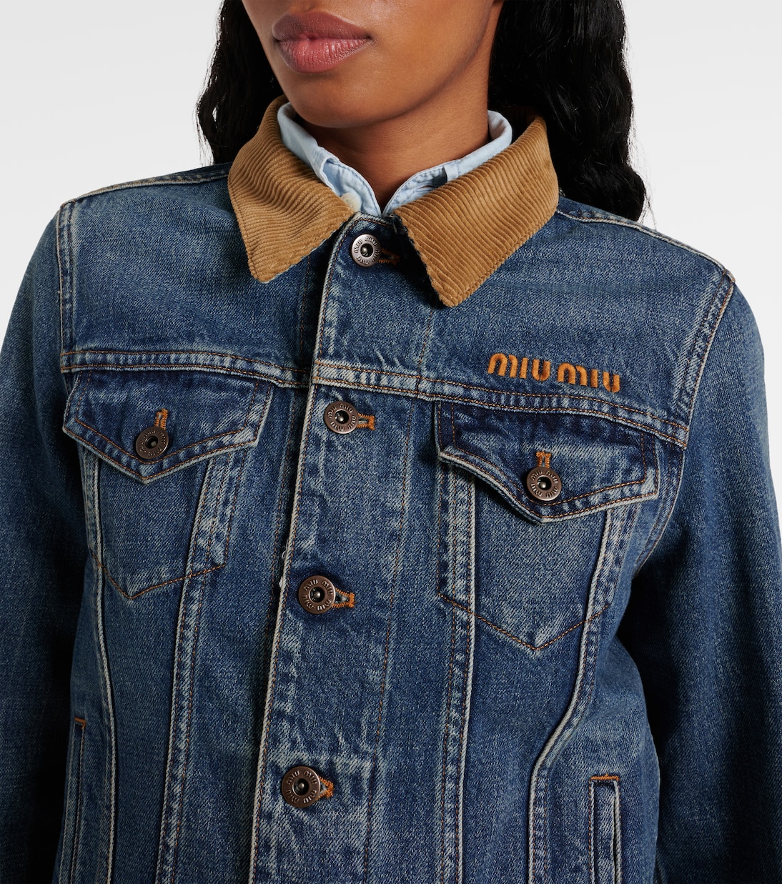 Jeansjacke mit Cord | Miu Miu
