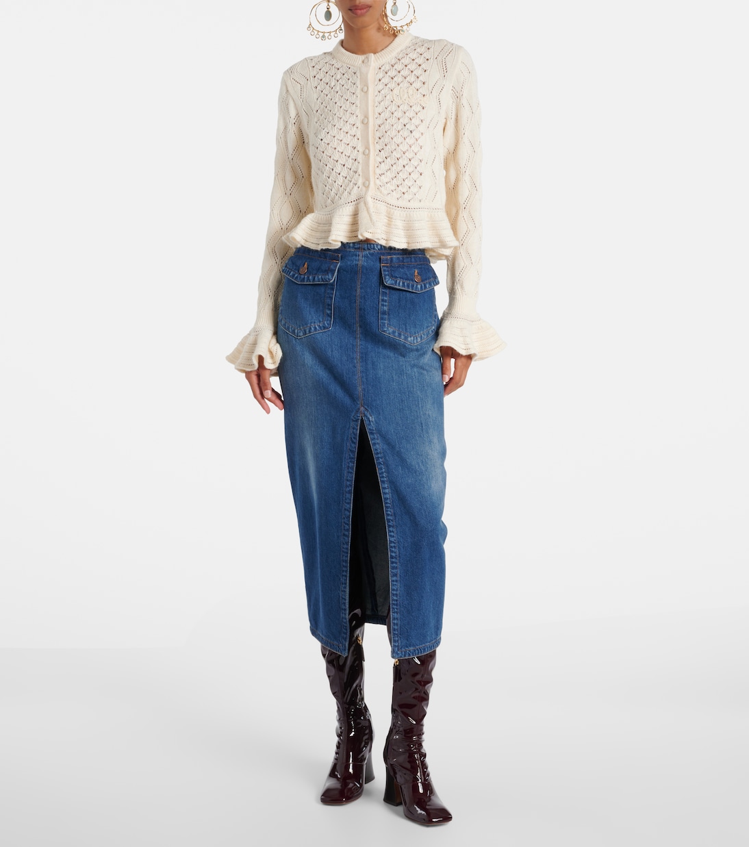 Cárdigan de croché de algodón, lana y seda | Chloé