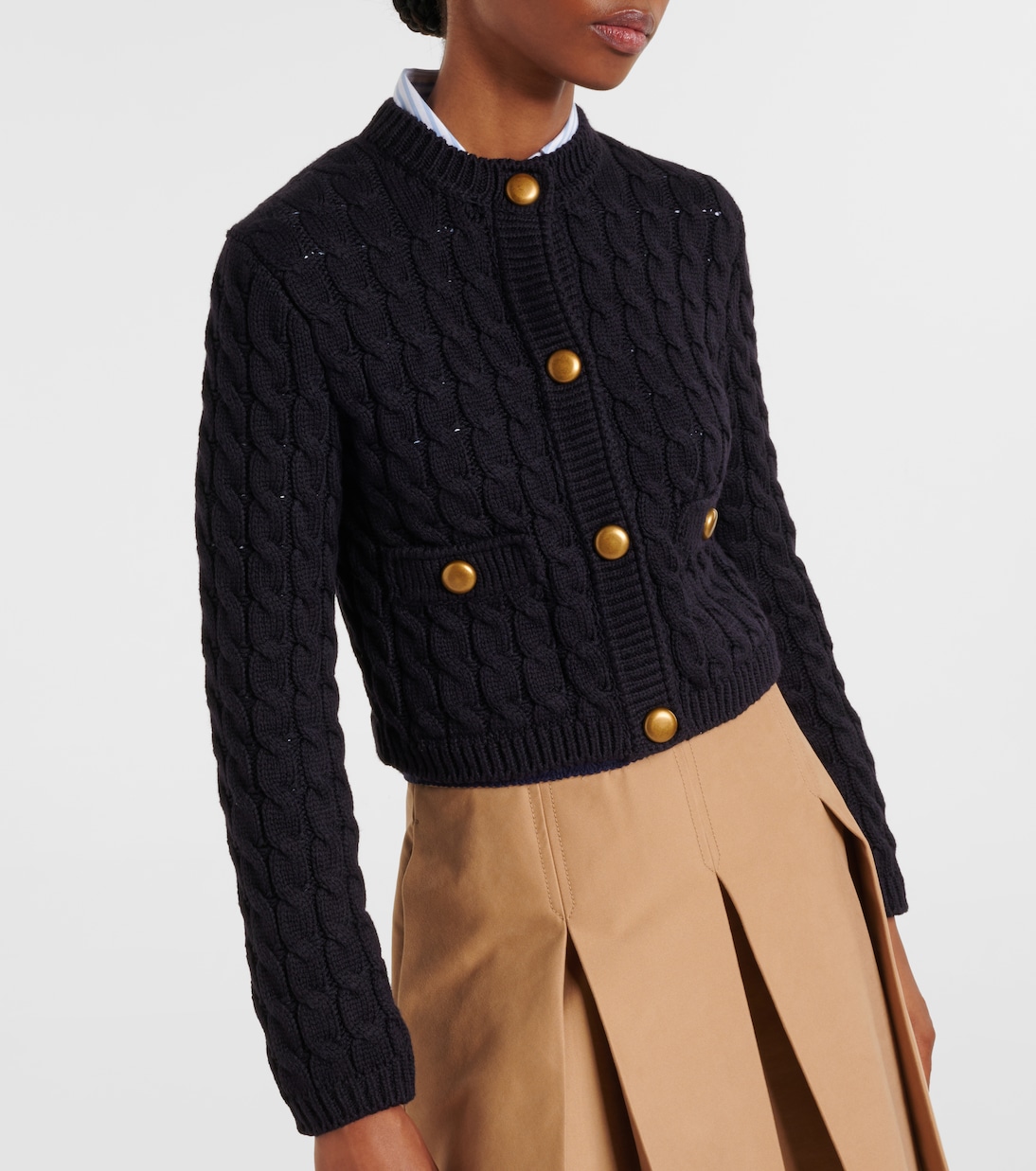 Cable-knit cotton-blend cardigan | Moncler