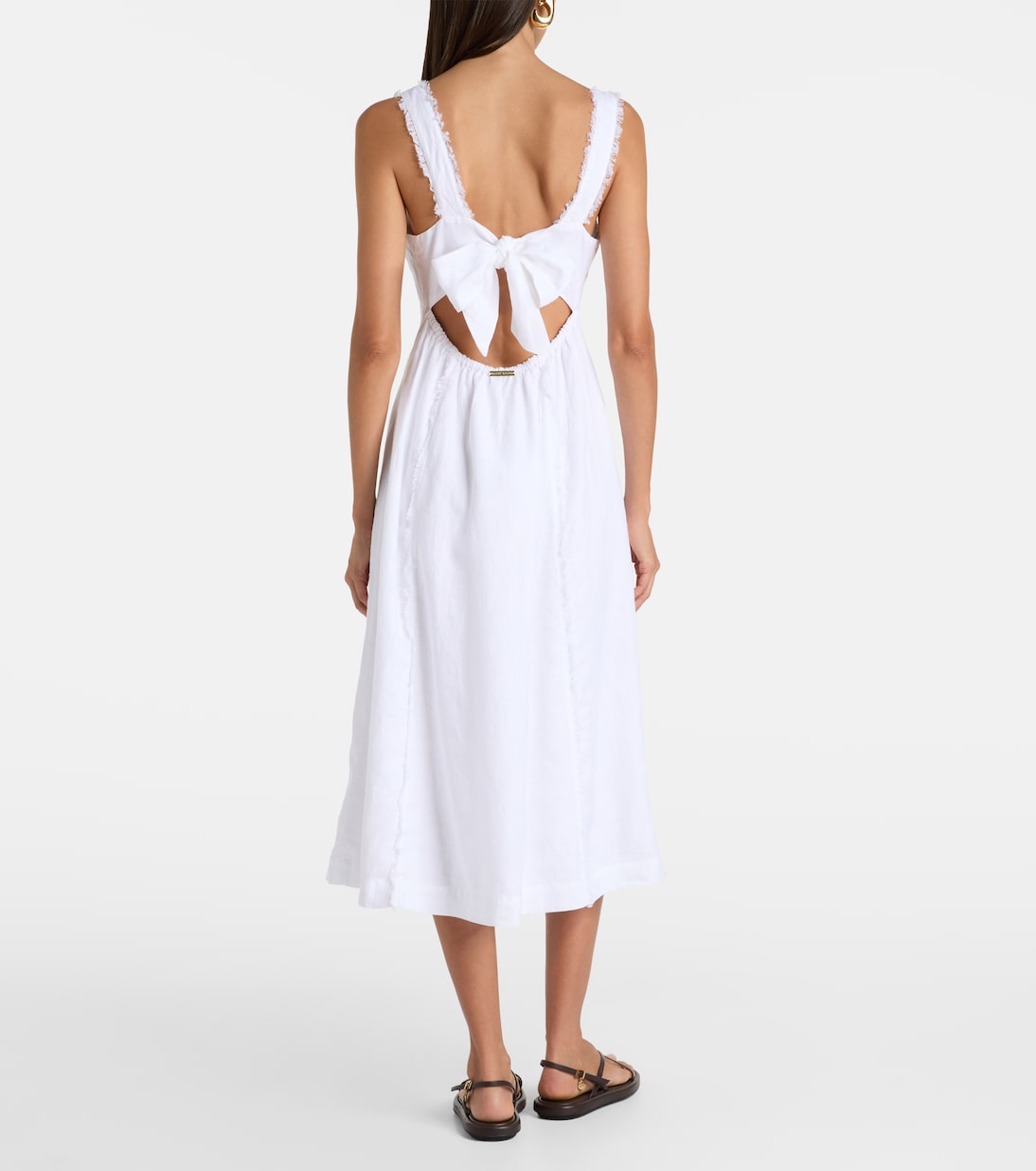 Pampelonne fringed linen midi dress | Heidi Klein