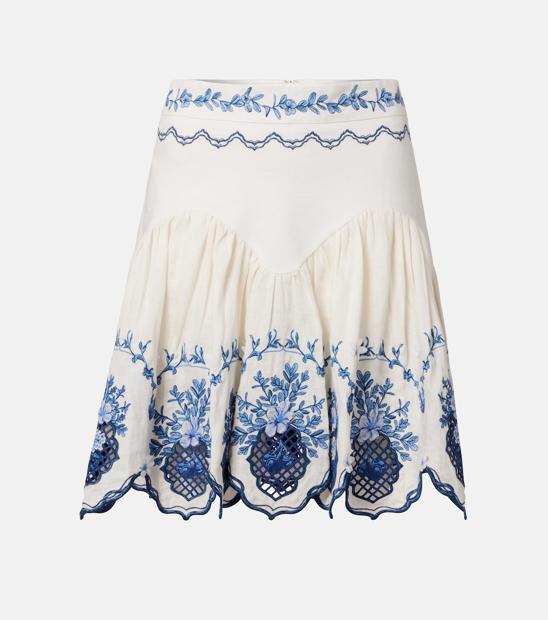 Acai embroidered floral linen miniskirt | Agua by Agua Bendita