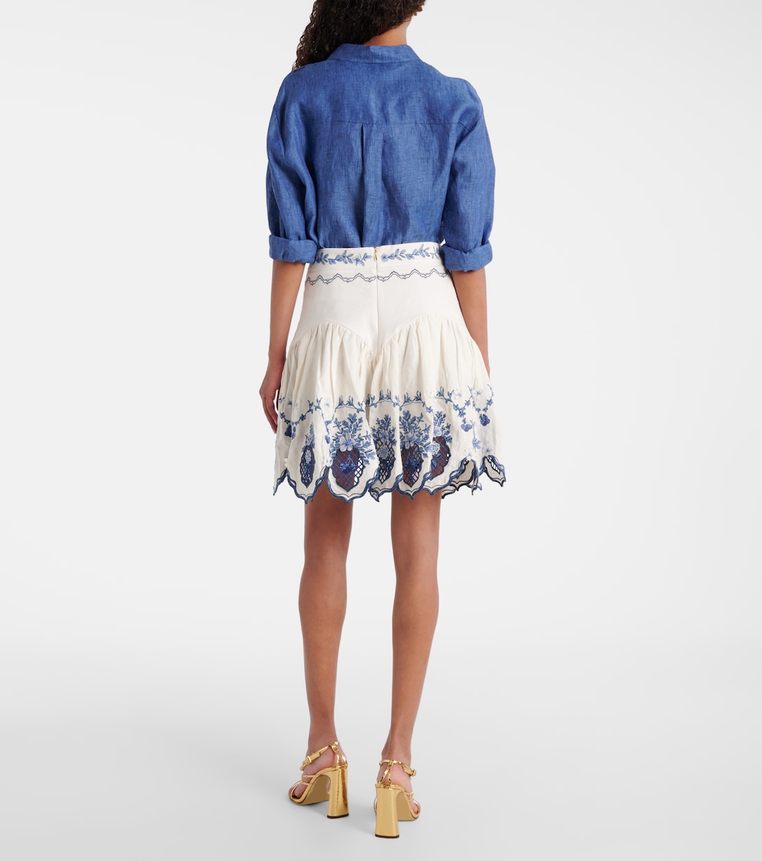 Acai embroidered floral linen miniskirt | Agua by Agua Bendita