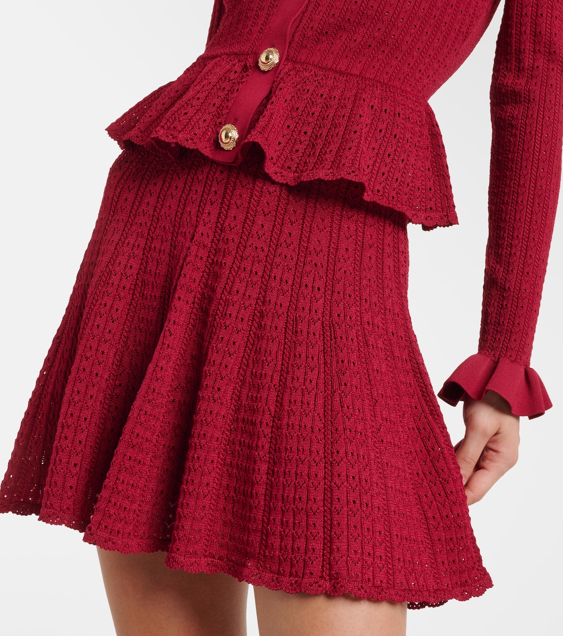 Pointelle peplum minidress | Self-Portrait