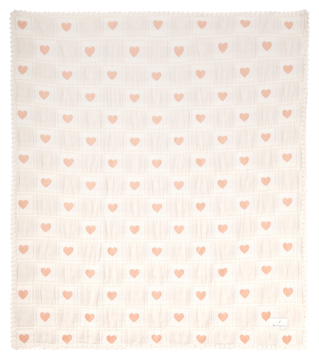 Baby Heart embroidered cotton blanket | Bebe Organic