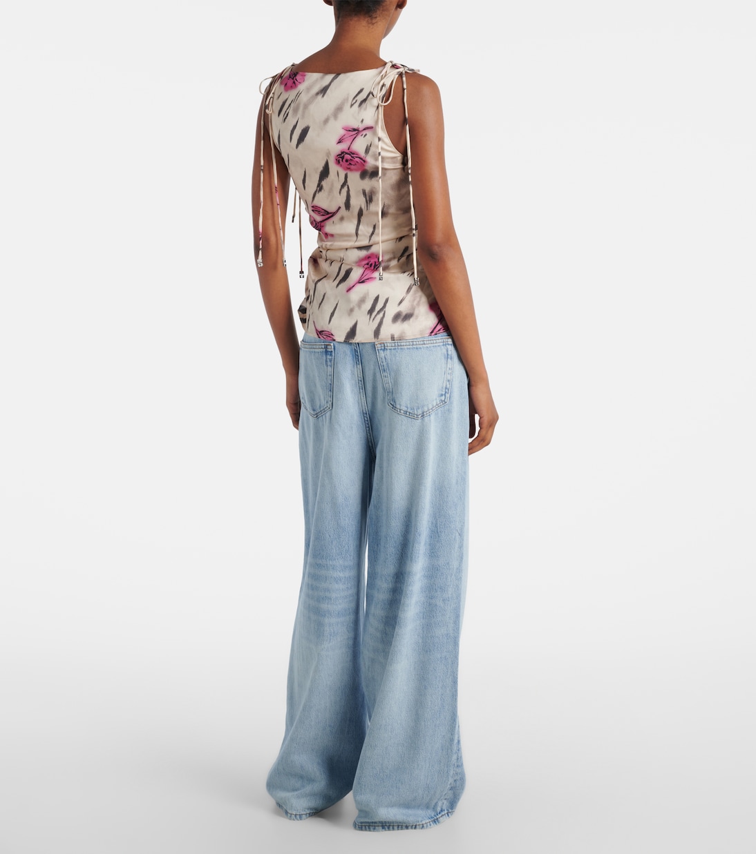 Top en satin à fleurs | Ganni