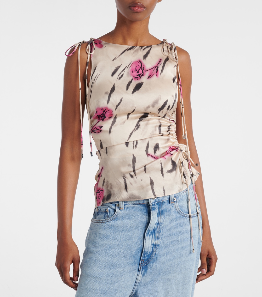 Top en satin à fleurs | Ganni