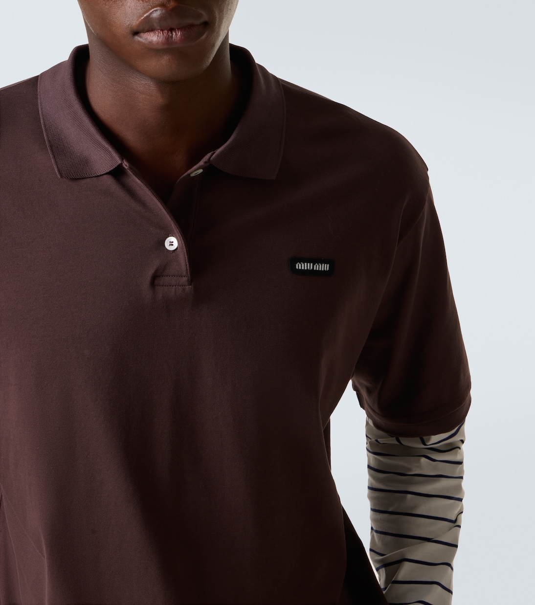 Layered striped cotton polo shirt | Miu Miu