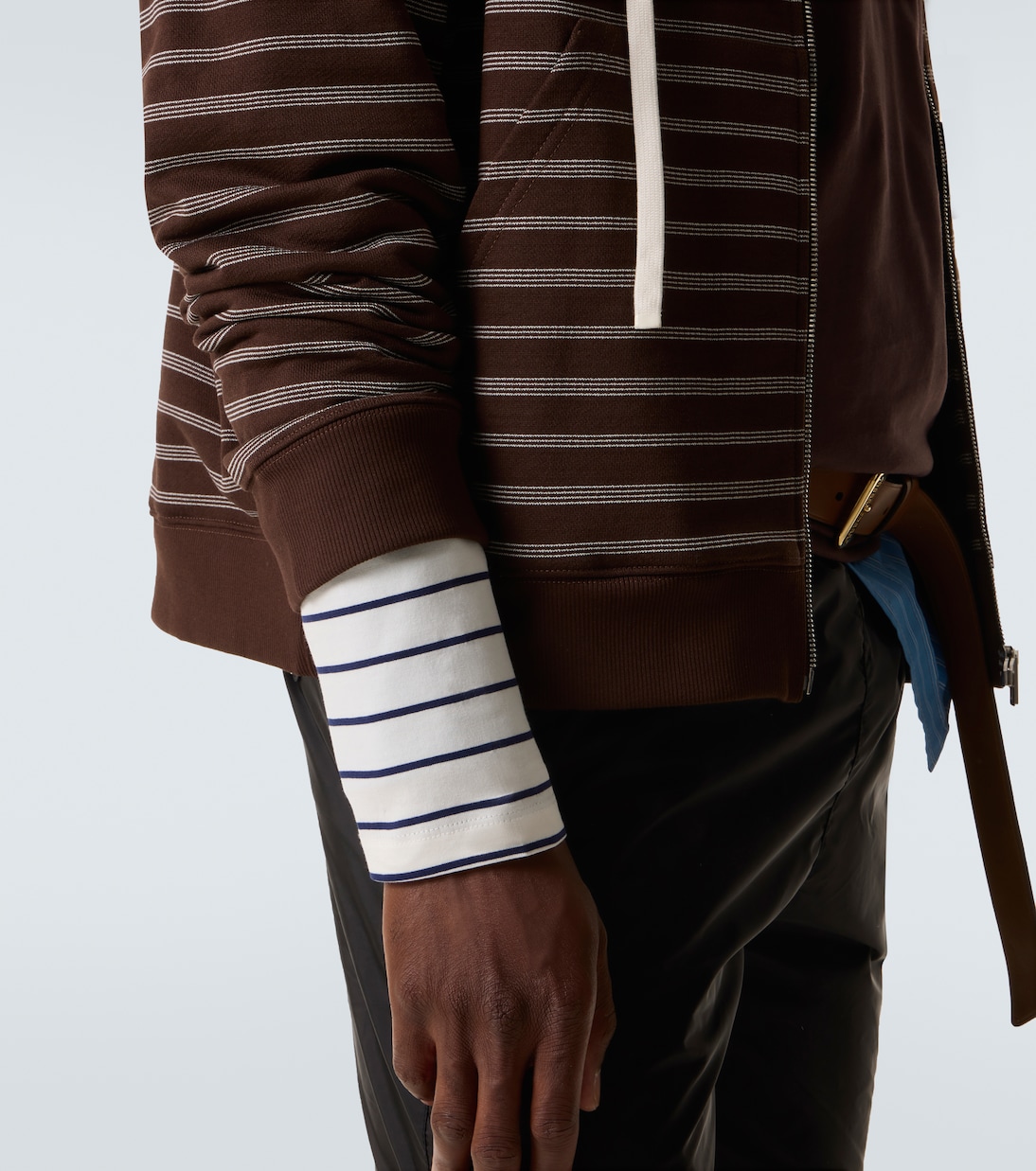 Layered striped cotton polo shirt | Miu Miu