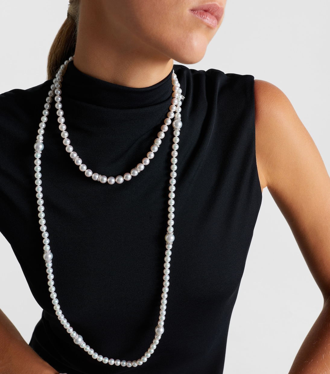 Halskette aus Akoyaperlen mit 18kt Weißgold und Diamanten | Mikimoto
