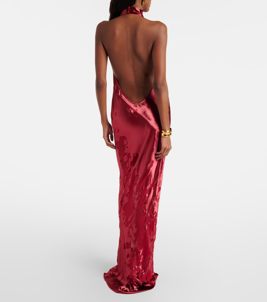Halterneck open-back velvet gown | The Sei