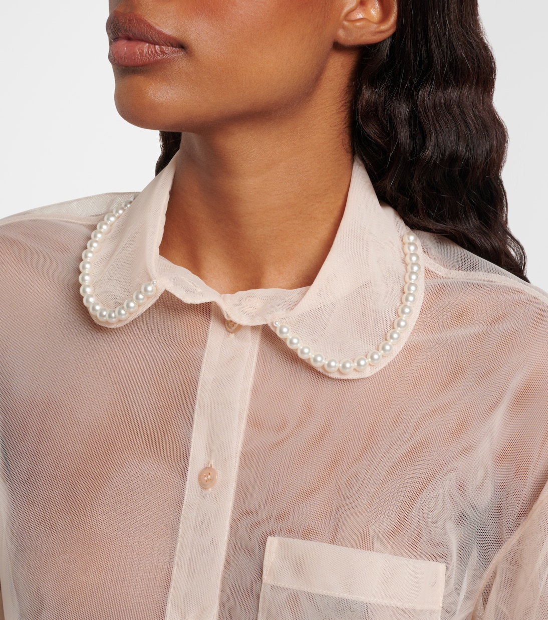 Cropped puff-sleeve tulle shirt | Simone Rocha