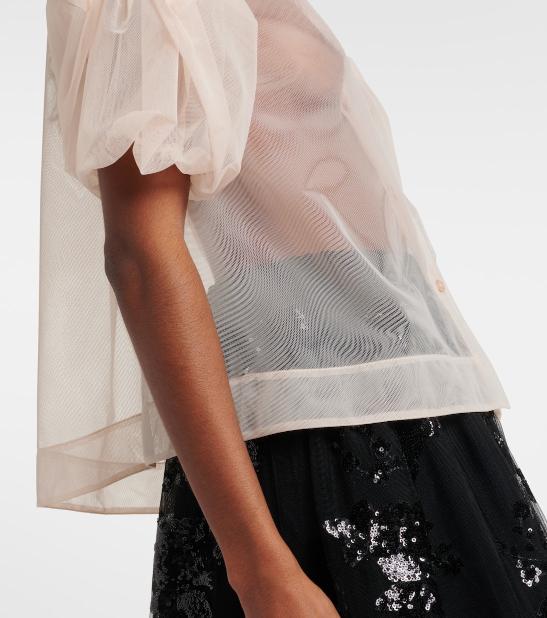 Cropped puff-sleeve tulle shirt | Simone Rocha