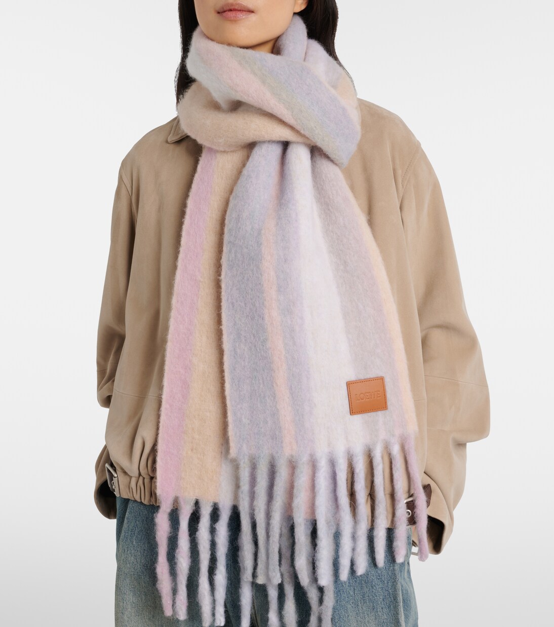 Bufanda en mezcla de alpaca y lana a rayas | Loewe