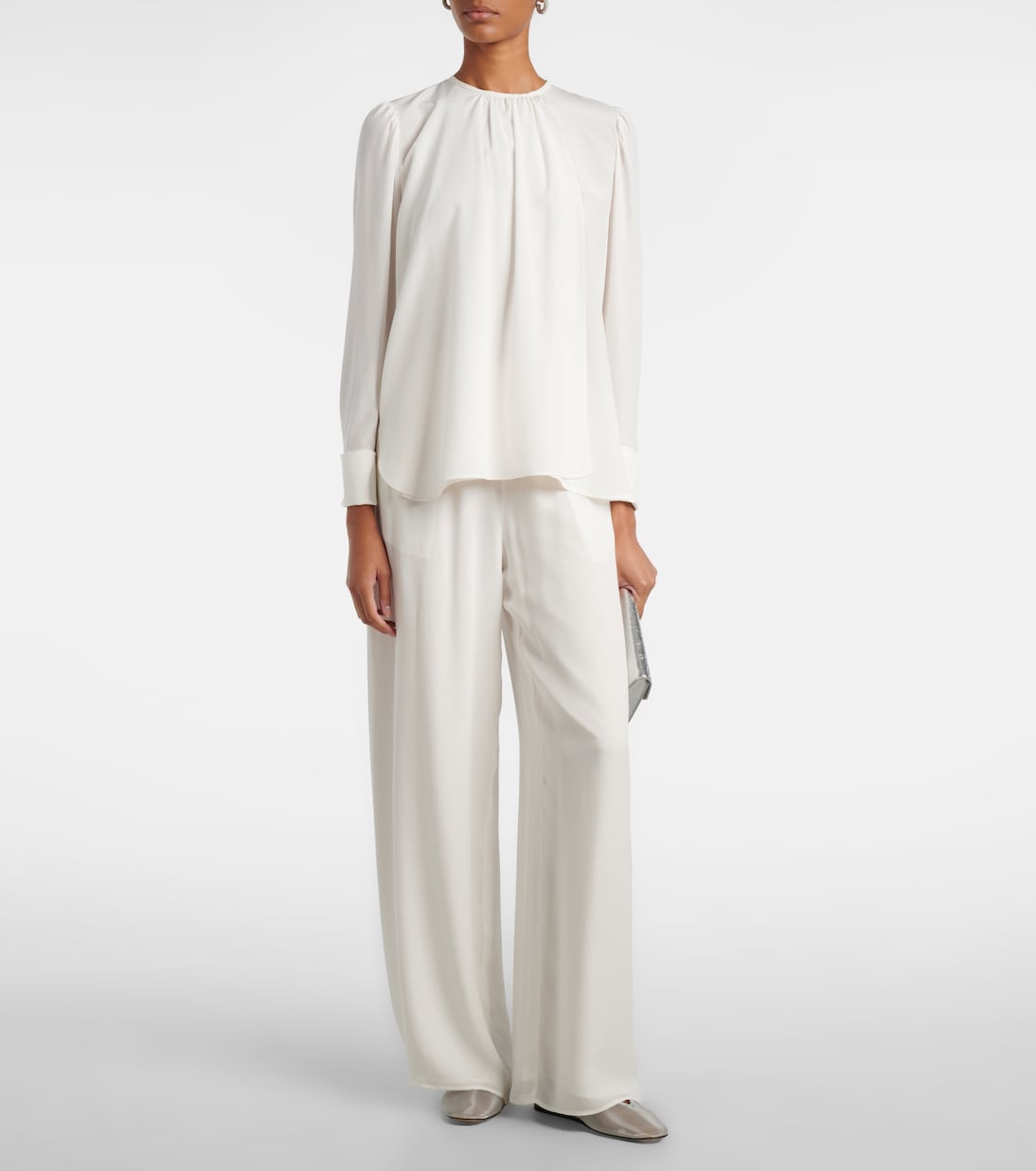 Mid-rise silk straight pants | Oscar de la Renta