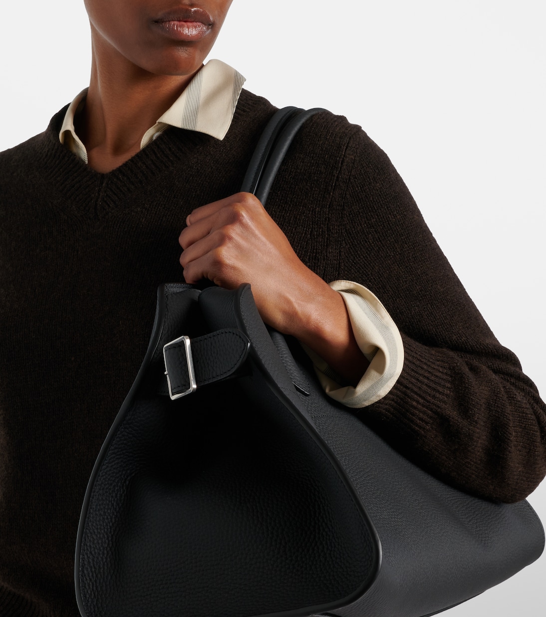 Margaux East-West leather tote bag | The Row