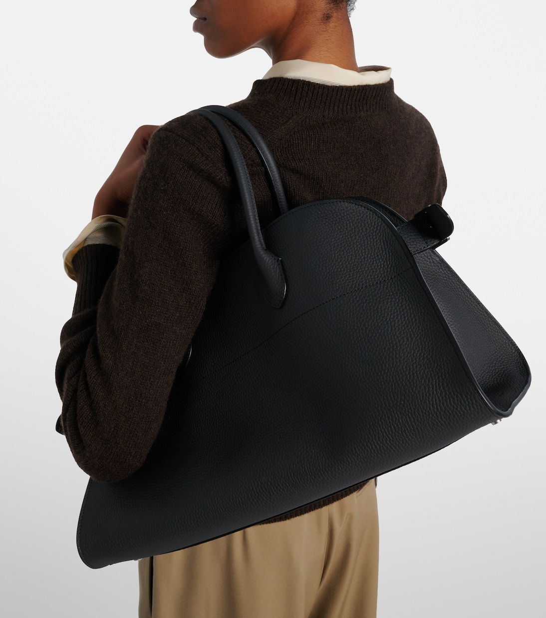 Margaux East-West leather tote bag | The Row