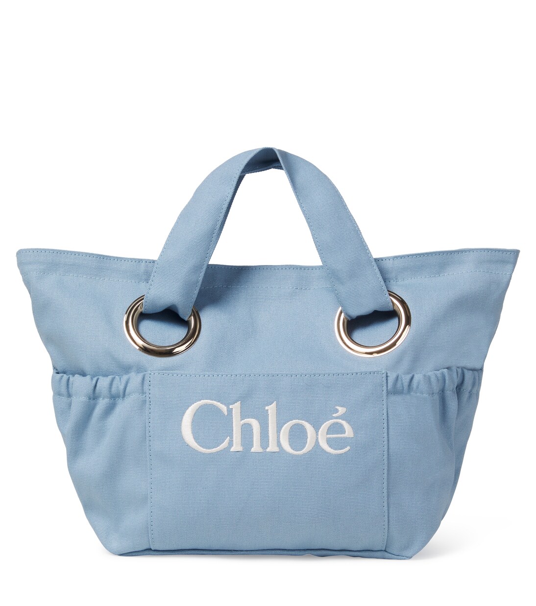 Logo leather-trimmed canvas basket bag | Chloé Kids