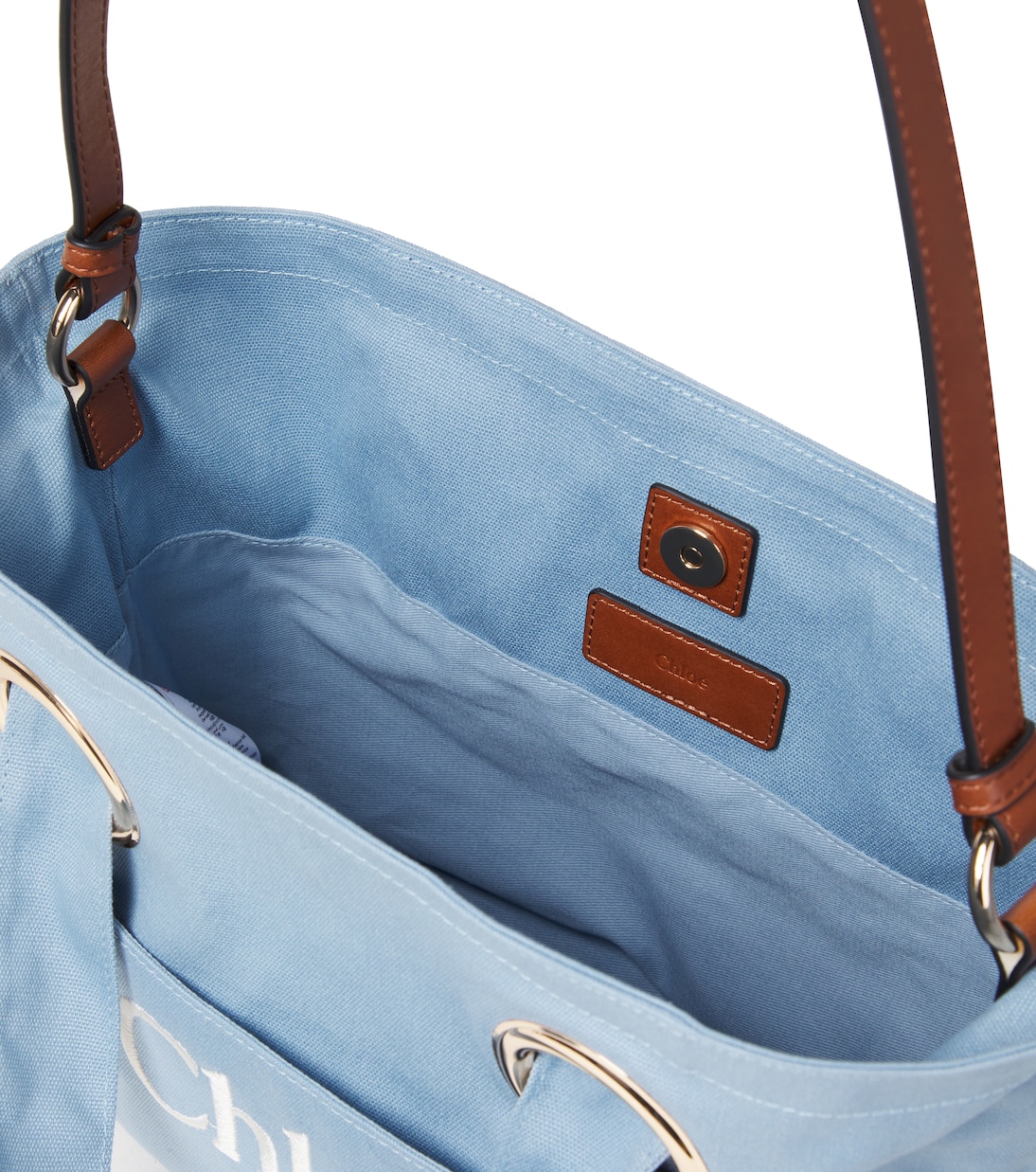 Logo leather-trimmed canvas basket bag | Chloé Kids