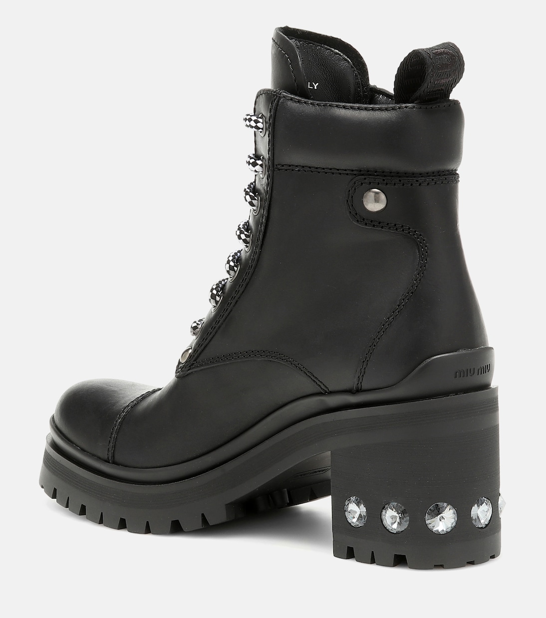 Verzierte Schnürstiefel aus Leder | Miu Miu