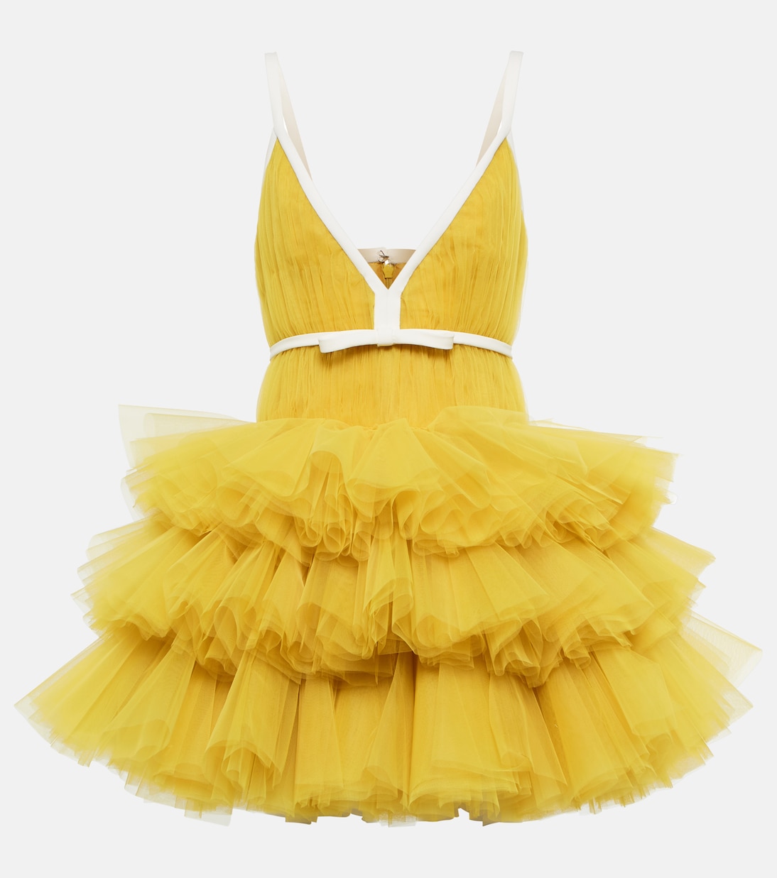 V-neck ruffled tulle minidress | Giambattista Valli