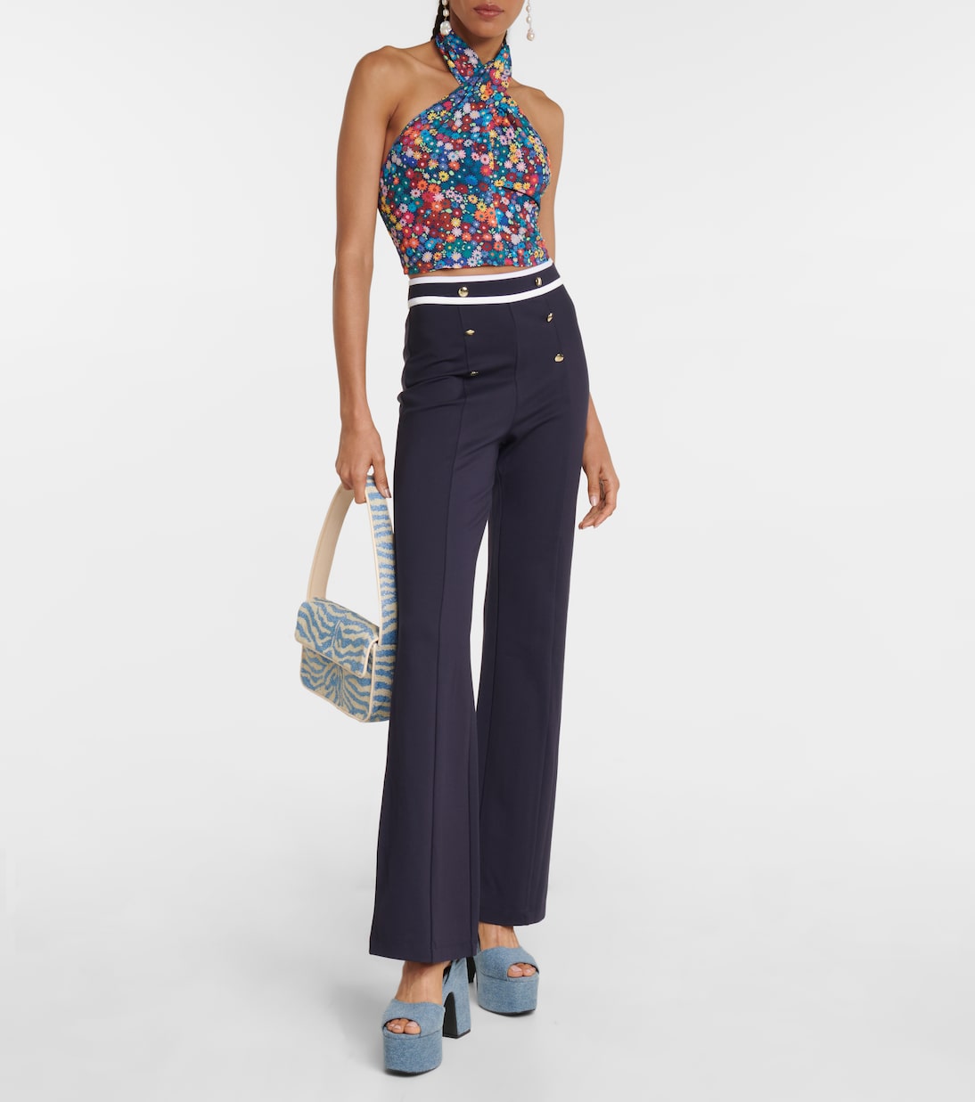 Crop top Kai con cuello halter floral | Staud
