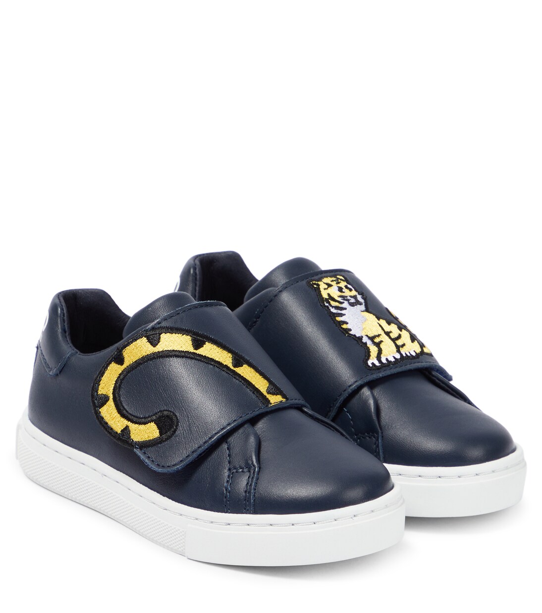 Embroidered leather sneakers in white - Kenzo Kids | Mytheresa