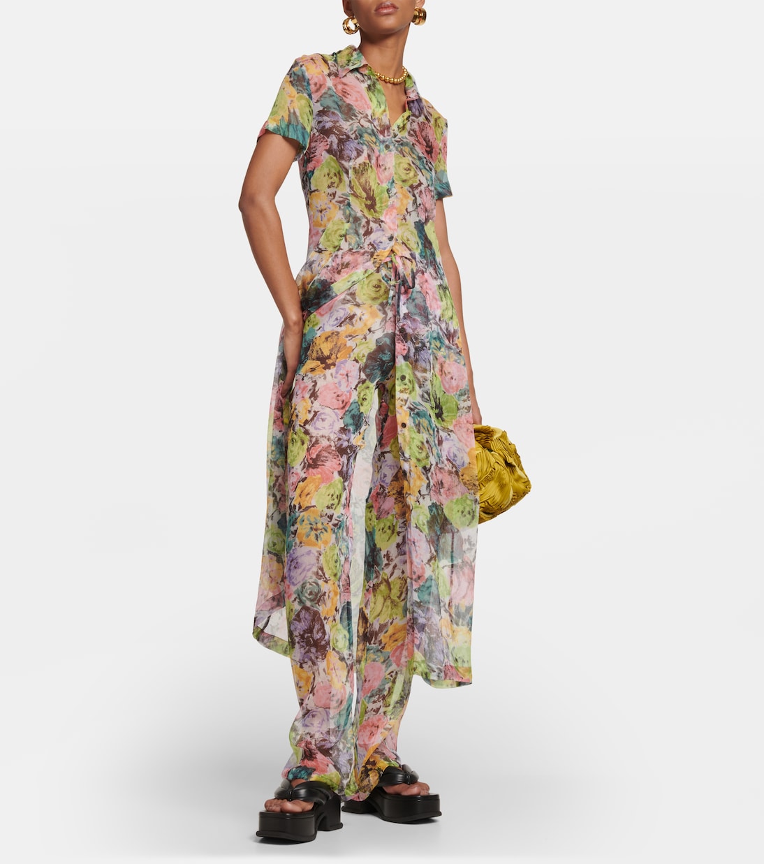 Pantaloni in crêpe di seta con stampa | Dries Van Noten