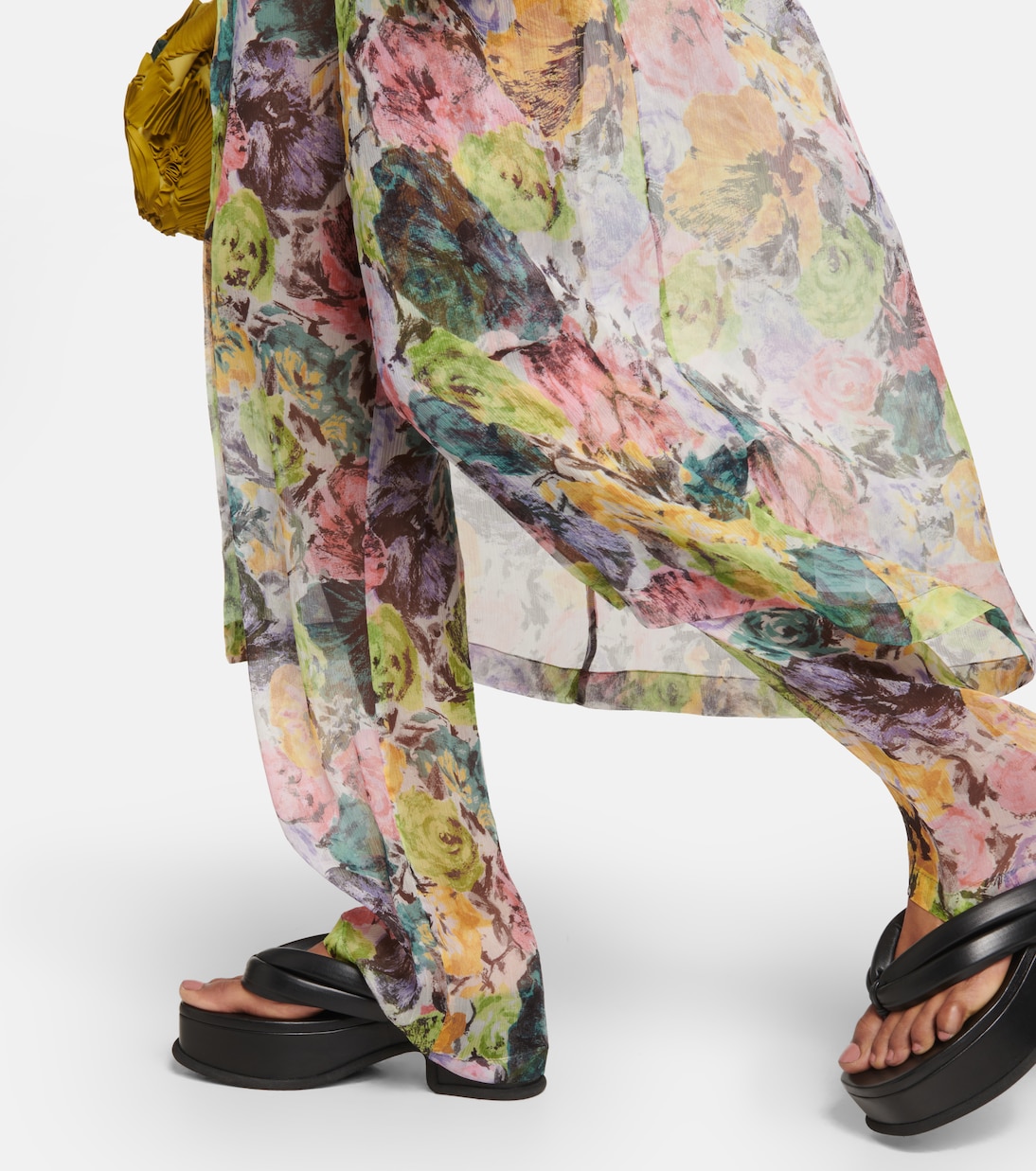 Pantaloni in crêpe di seta con stampa | Dries Van Noten