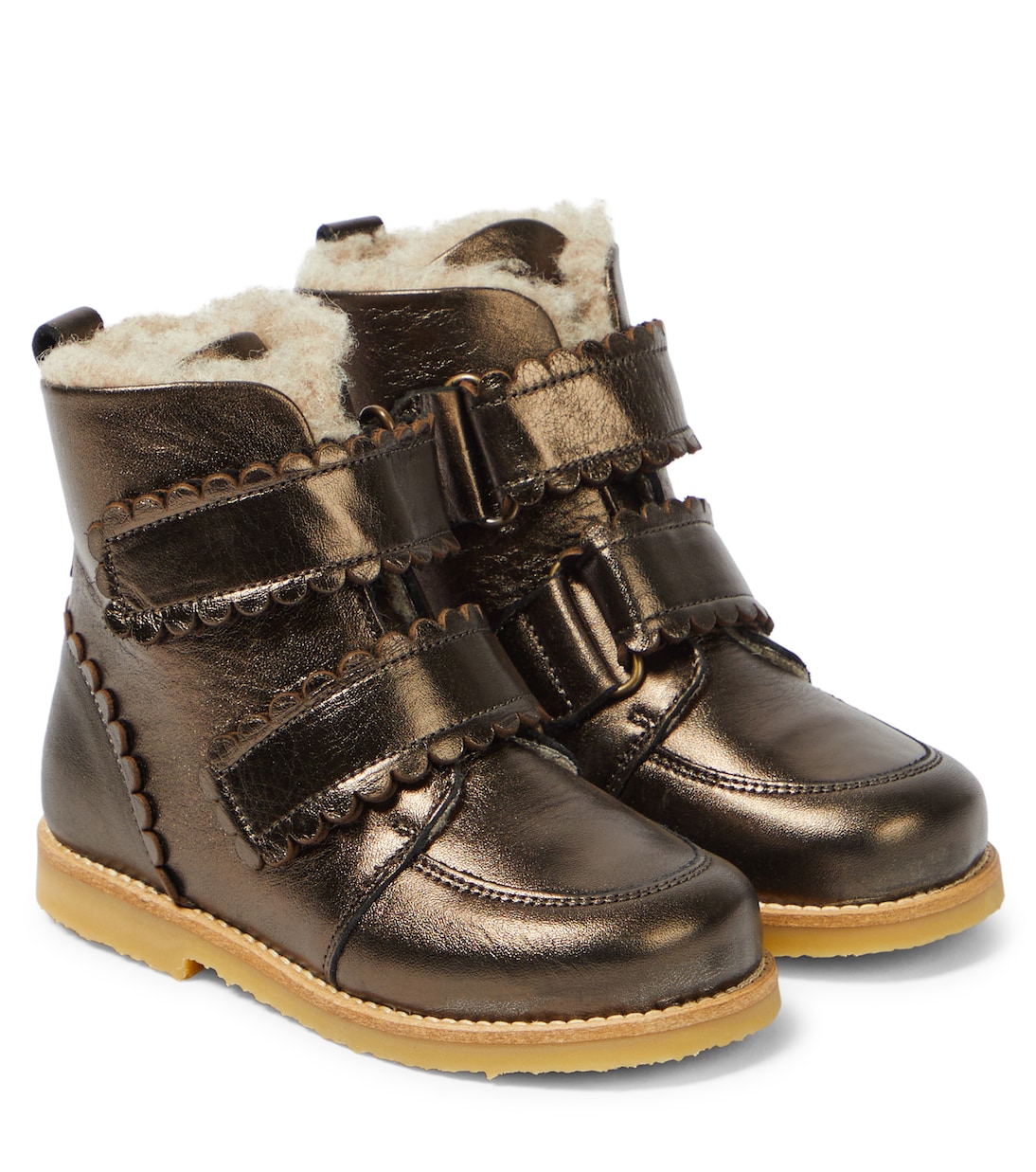 Schnürstiefel aus Leder mit Shearling | Petit Nord