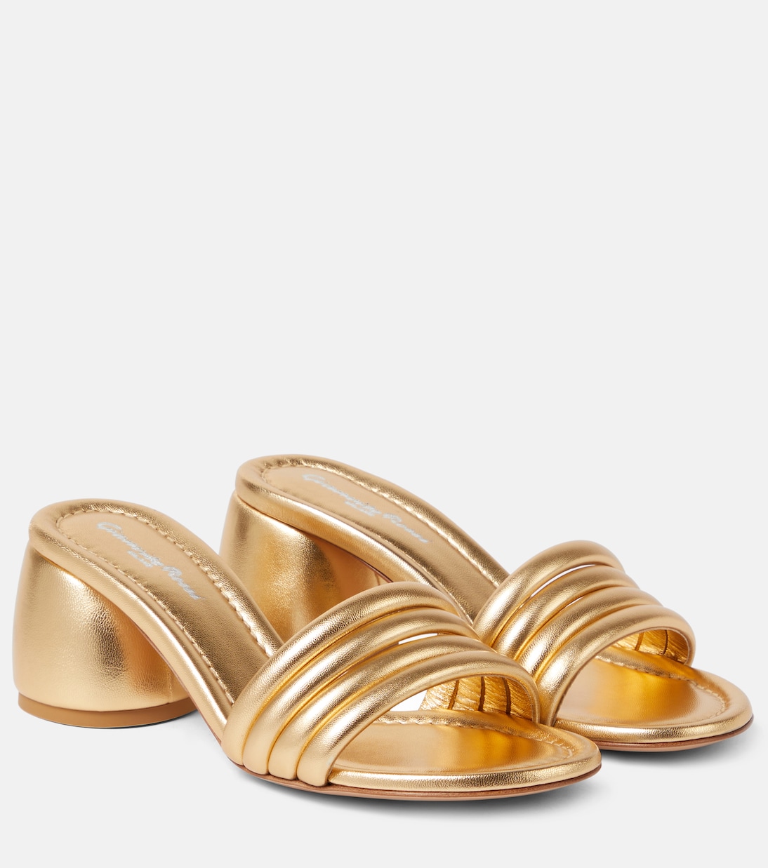 Pantoletten Malou 60 aus Metallic-Leder | Gianvito Rossi